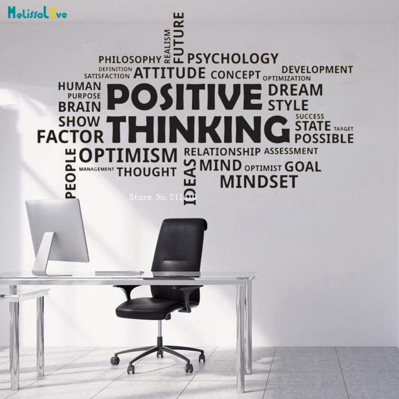 Office Word Quote Wall Sticker Idea Positive Thinking Design ...