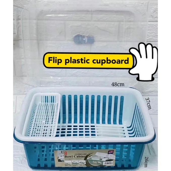 Transparent Dishware Kitchen Storage Box with Lid Drain Dish Rack