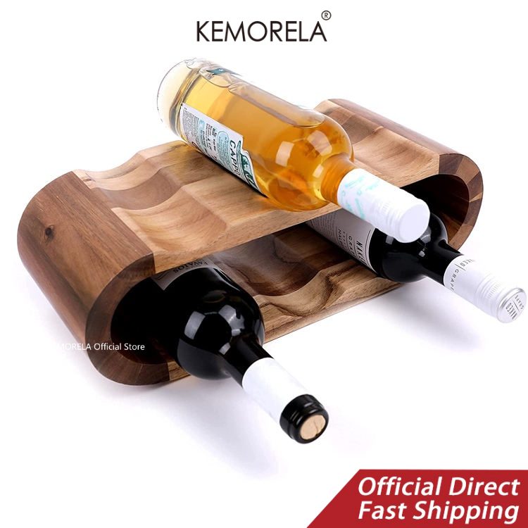 KEMORELA Modern 6bottle acacia wood tabletop wine holder wood wine