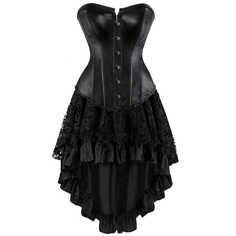 Sapubonva Leather Corset Dress Steampunk Women Corset Top Blouse