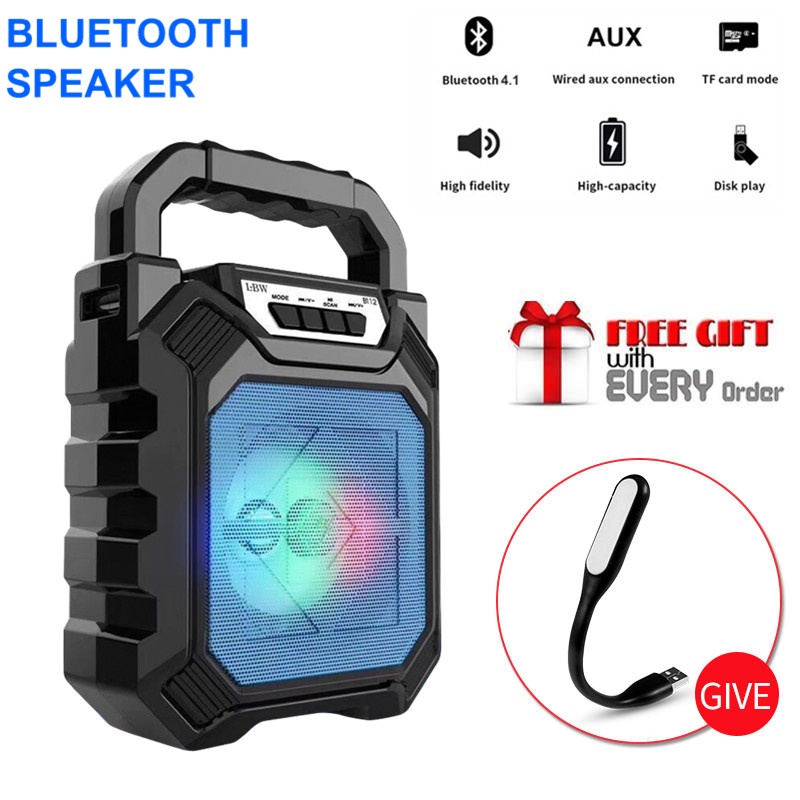 portable speaker bluetooth Original FM/TF/USB/AUX/led Flashing lights ...