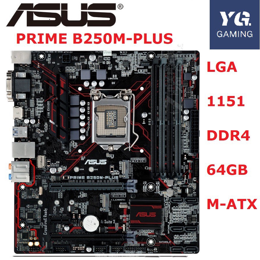 Original ASUS PRIME B250M-PLUS computer game board used LGA 1151