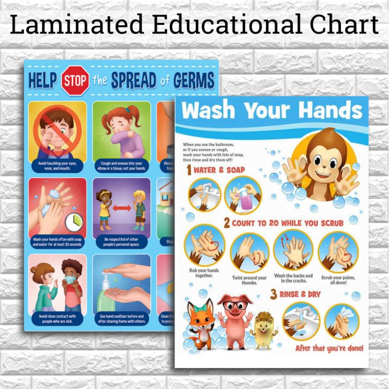 Wash Your Hands / Stay Healthy / Hygiene | A4 Size Laminated ...