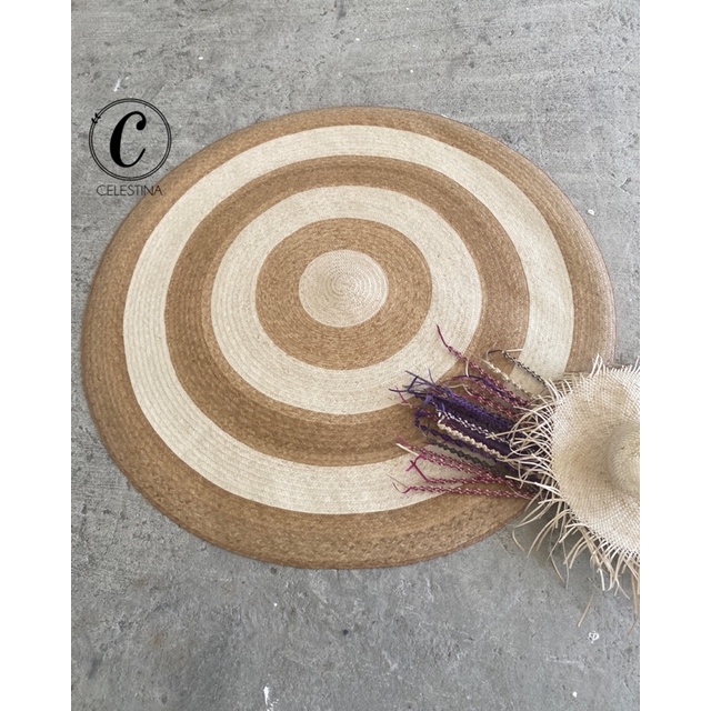 Two Tone Design3 Round Banig Buri Mat | Shopee Philippines