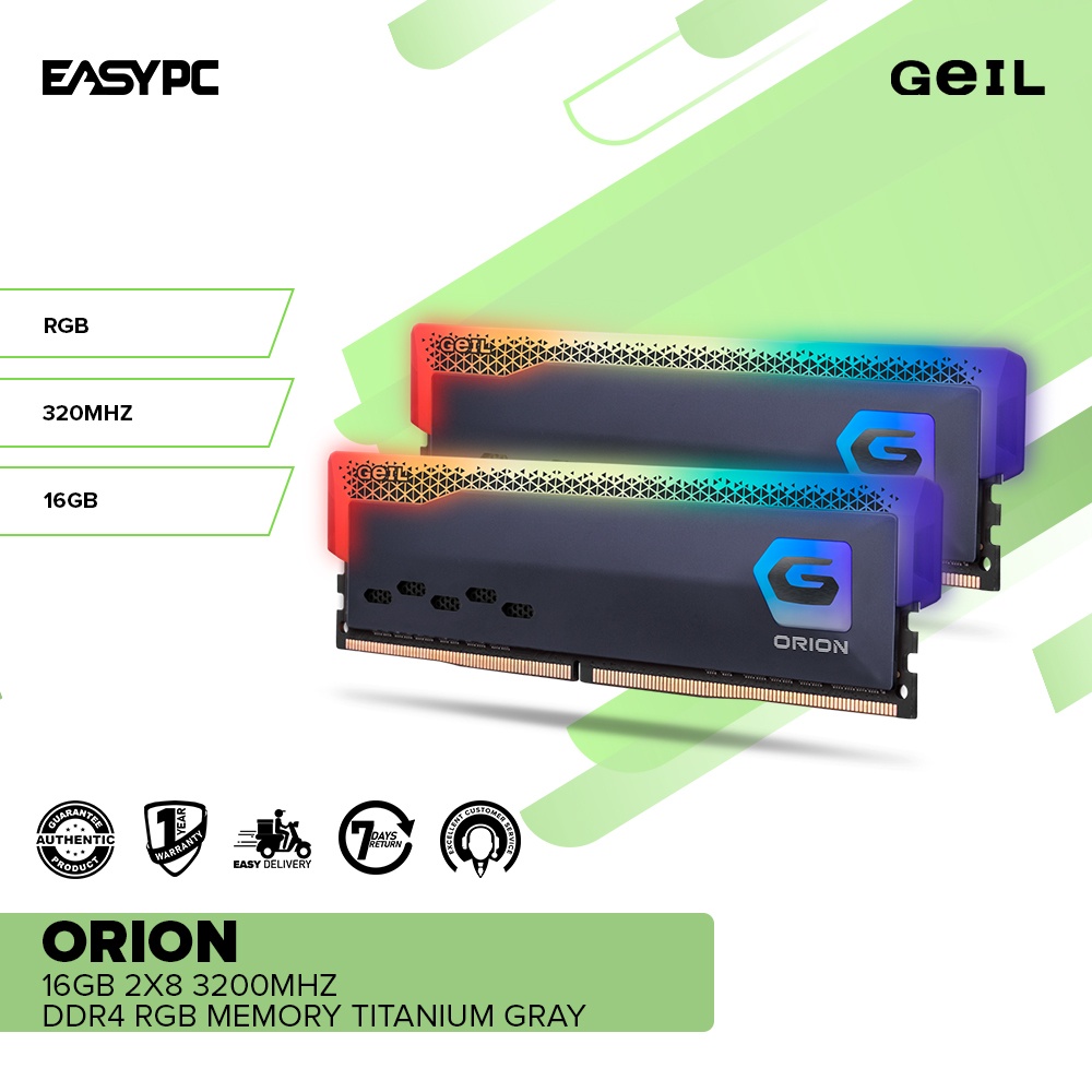 EasyPC | GeIL Orion 8gb 1x8 or 16gb 2x8 3200mhz Ddr4 Stunning and