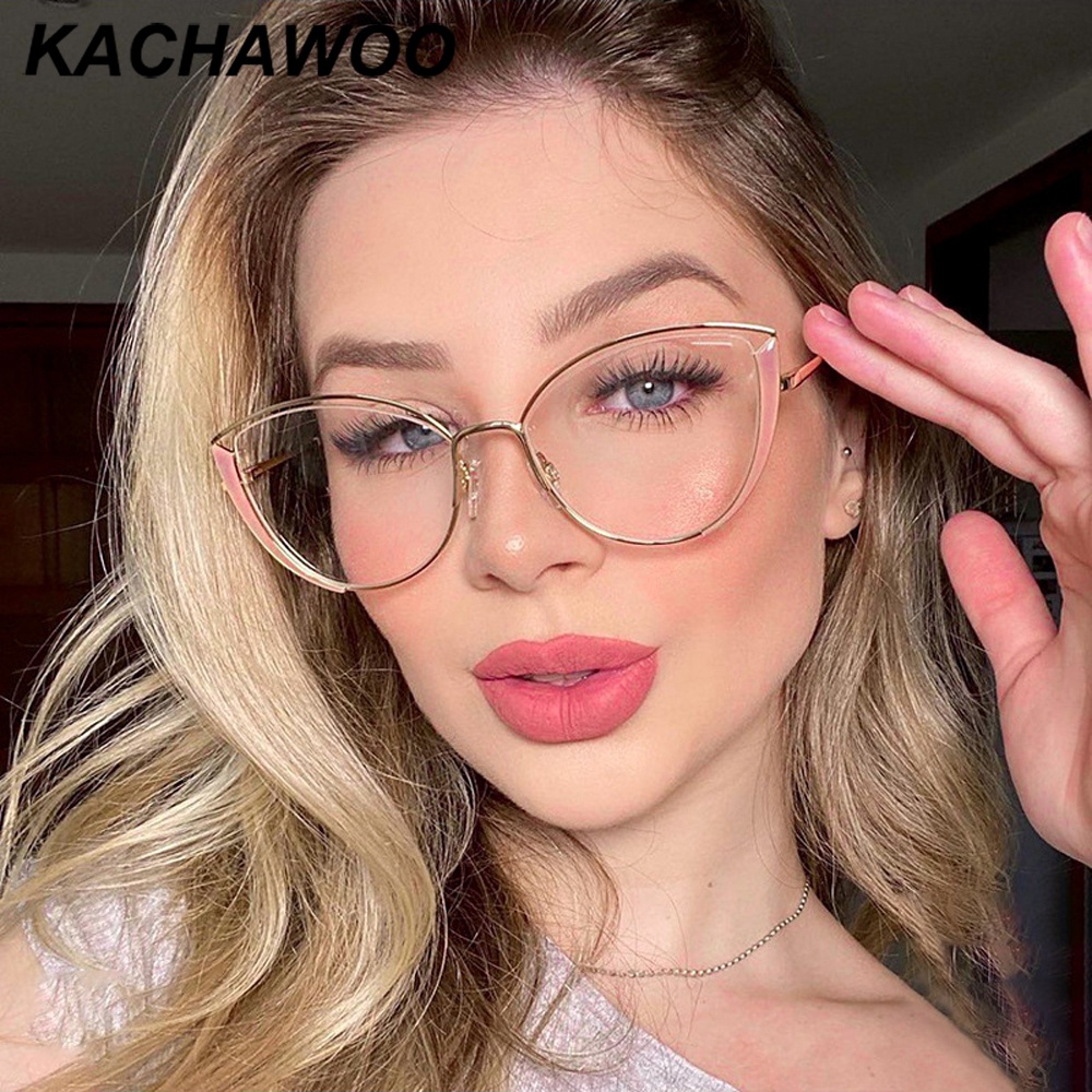 Kachawoo Anti Blue Light Glasses Women Computer Optical Half Frame Cat Eye Female Eyeglass Frame