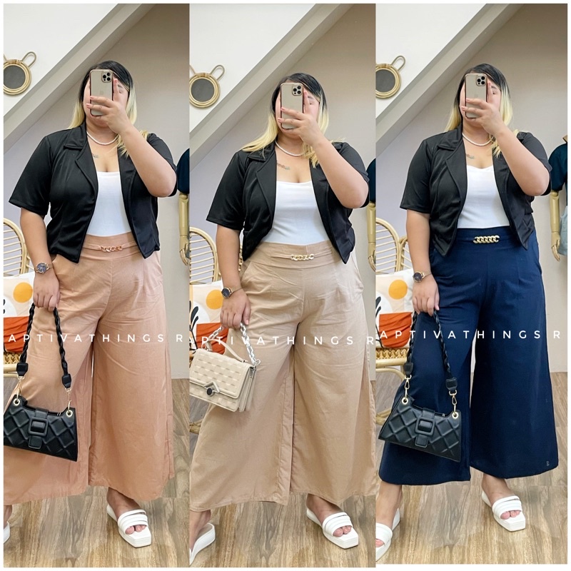 PLUS SIZE XL-3XL Claire Highwaist Square Pants Wide Leg ONHAND