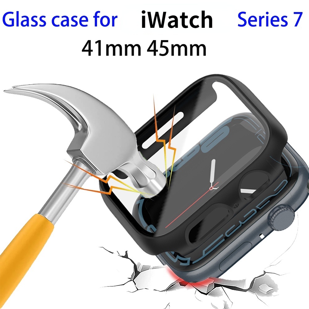 Screen Protector iwatch Cover Tempered Glass case for iWatch series 7