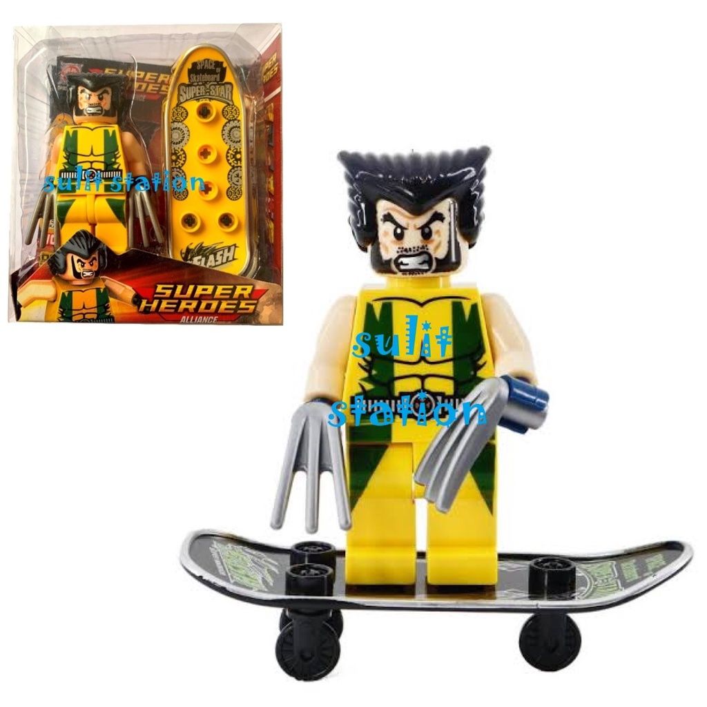 SUPER HERO AVENGERS XMEN WOLVERINE LEGO SKATE MIDIFIGURES MINIFIGURES
