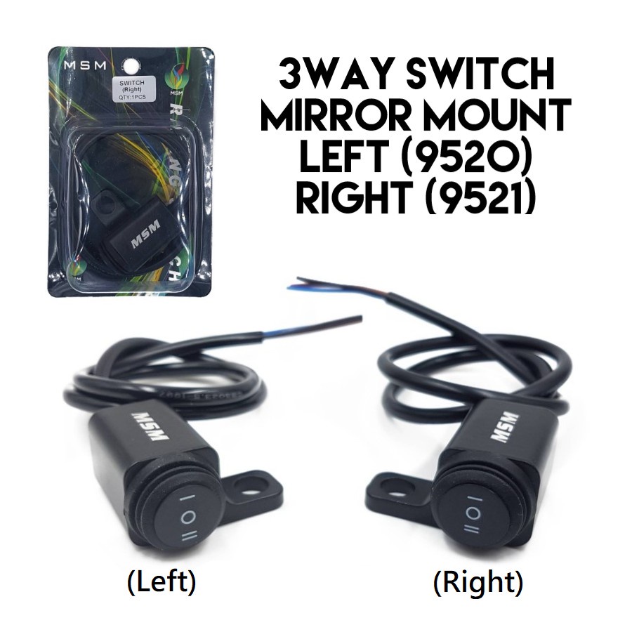 motorcycle light MSM Mini Driving Light 3 Way Switch (Alloy) Mirror