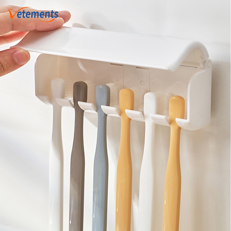 Wall-mounted Space Saving Toothbrush Hanging Drain Rack/ Punch-free ...