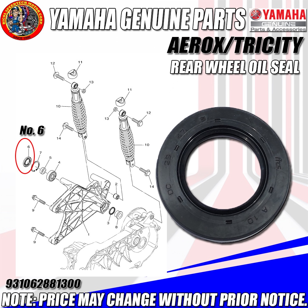 AEROX/TRICITY REAR WHEEL OIL SEAL (YGP) (Genuine: 93106-28813) | Shopee ...