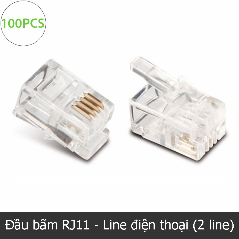 Rj11 2 line 4 PIN telephone cable connector (1 bag of 100 heads ...
