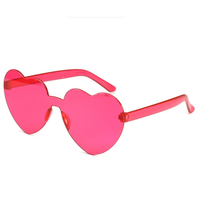 Love Heart Shape Sunglasses Barbie pink glasses Women Rimless Frame Tint Clear Lens Colorful Sun Glasses Female Red Pink Yellow Shades Travel Shopee Philippines