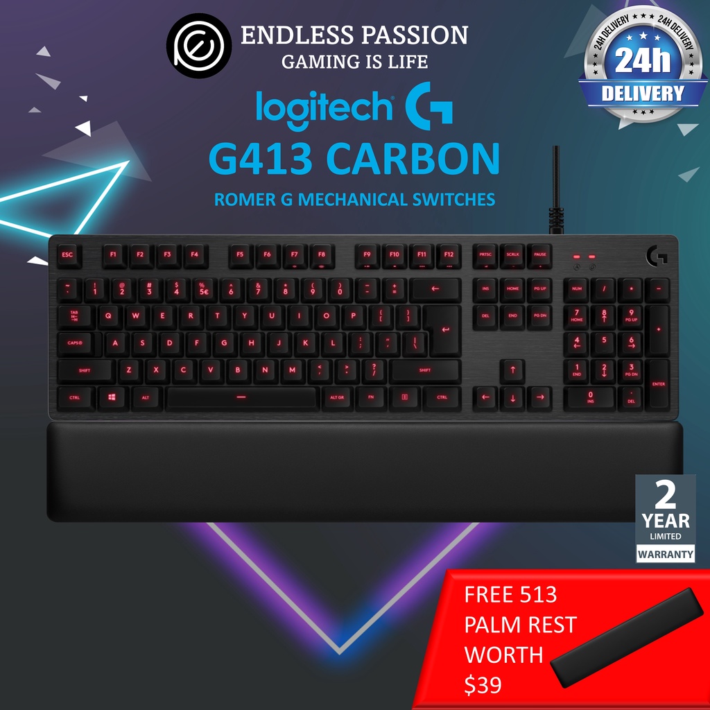 Logitech G413 Backlit Mechanical Gaming Keyboard with USB Passthrough