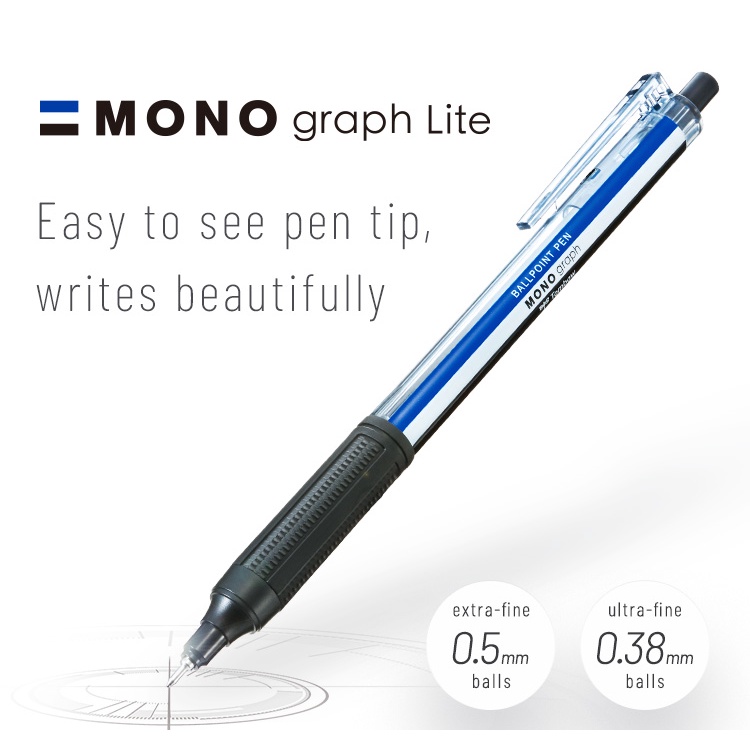 Tombow MonoGraph Lite Oil-Based Ballpoint Pen in 0.5mm (Extra Fine) or ...