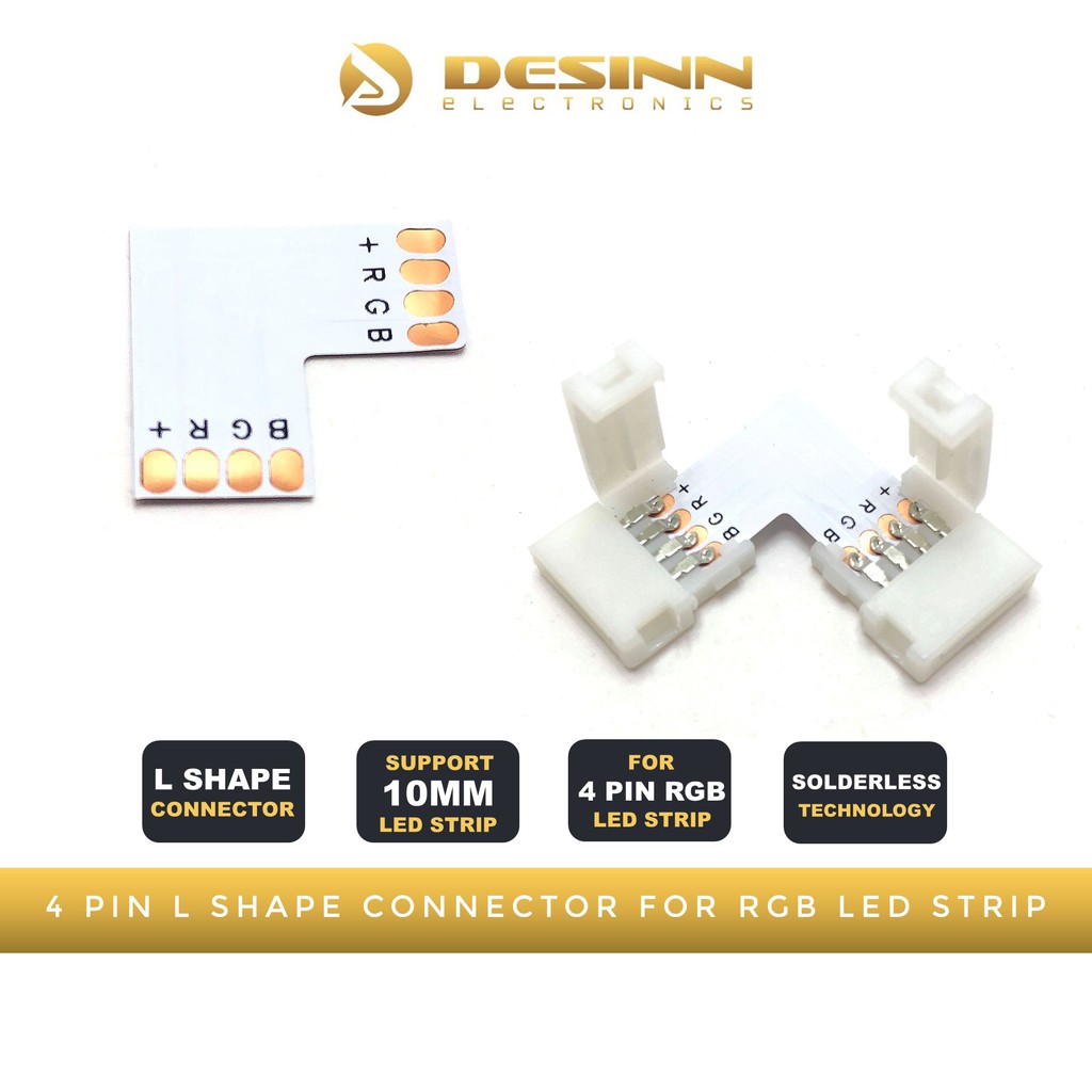 4 PIN L SHAPE RGB LED STRIP 5050 CONNECTOR | Shopee Philippines