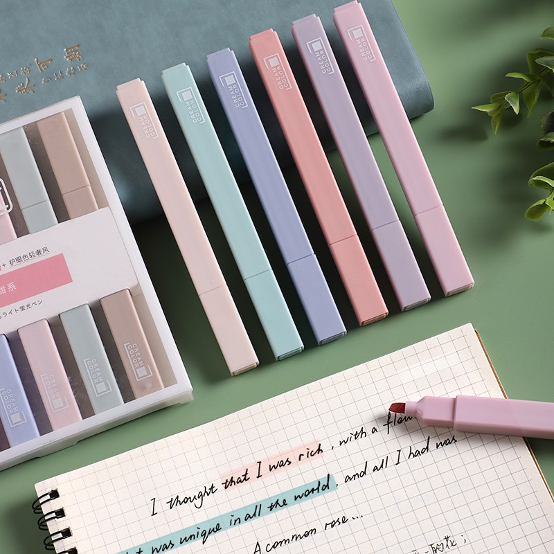 Soft Head Fluorescent Pen Morandi Color Collection Club Light Color