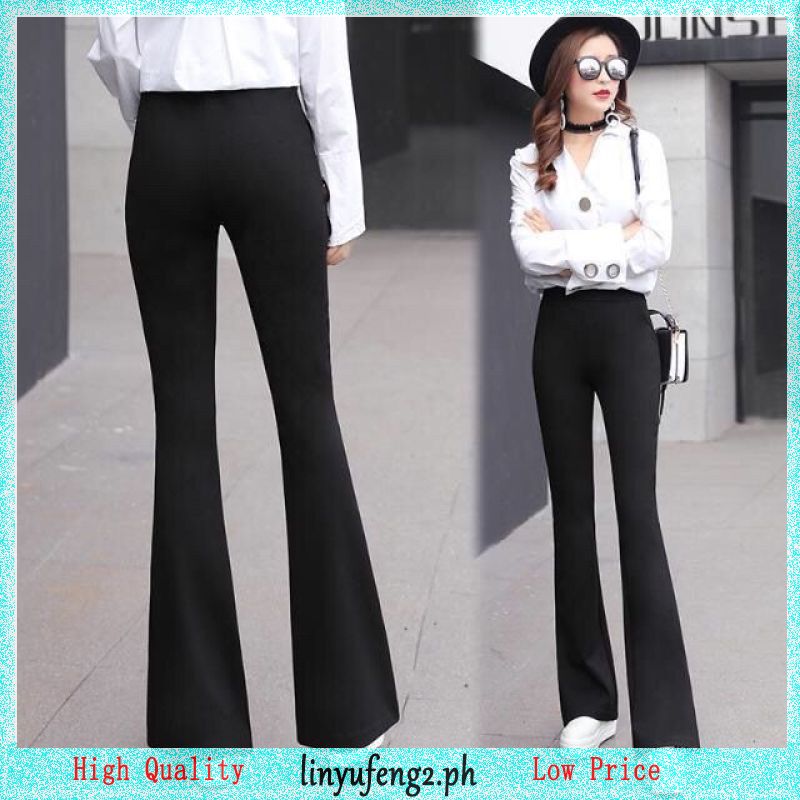 Plus Size S-3XL Flare Long Pants for Women Trendy Black Casual
