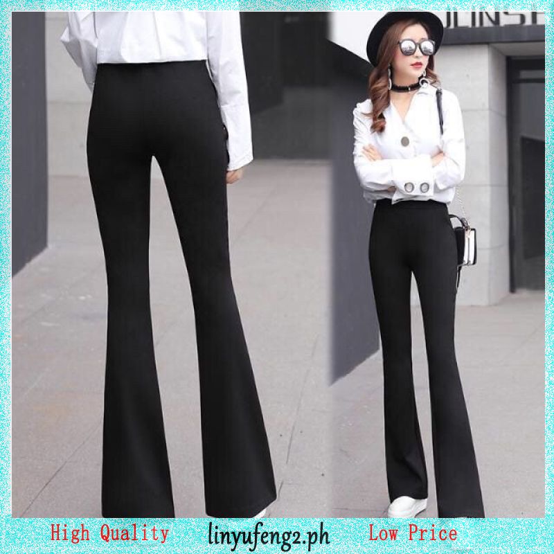 Women High Waist Denim Jeans Solid Slim Flare Pants Ladies Skinny Full  Length Plus Size S-3XL Black XL