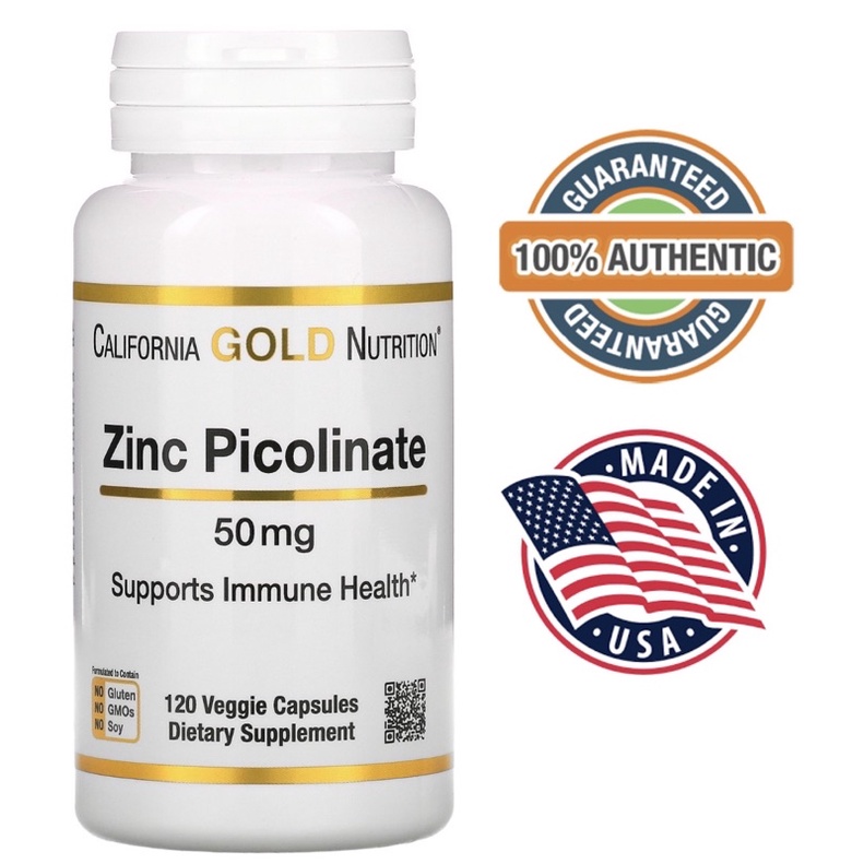 California Gold Nutrition Zinc Picolinate 50mg 120 Veggie Capsules
