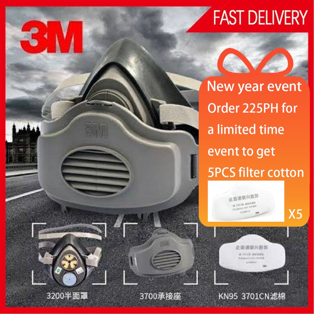 3M 3200 Respirator Gas Mask with KN95 KN95 Replacement Filters Shopee Philippines