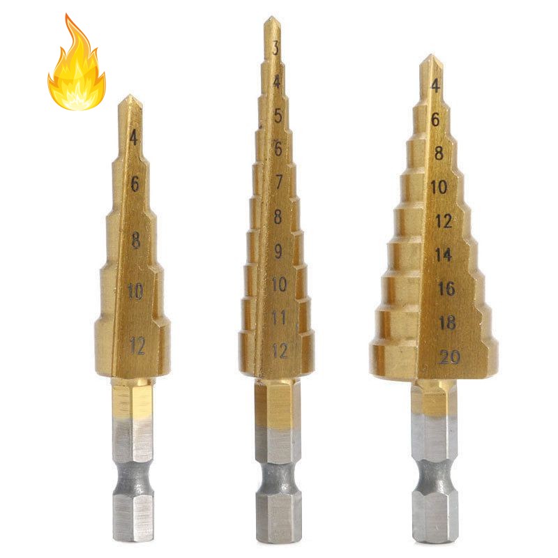 Superior 【Hot Sales】3 Pcs High-Speed Steel Step Drill Bit Set Power ...