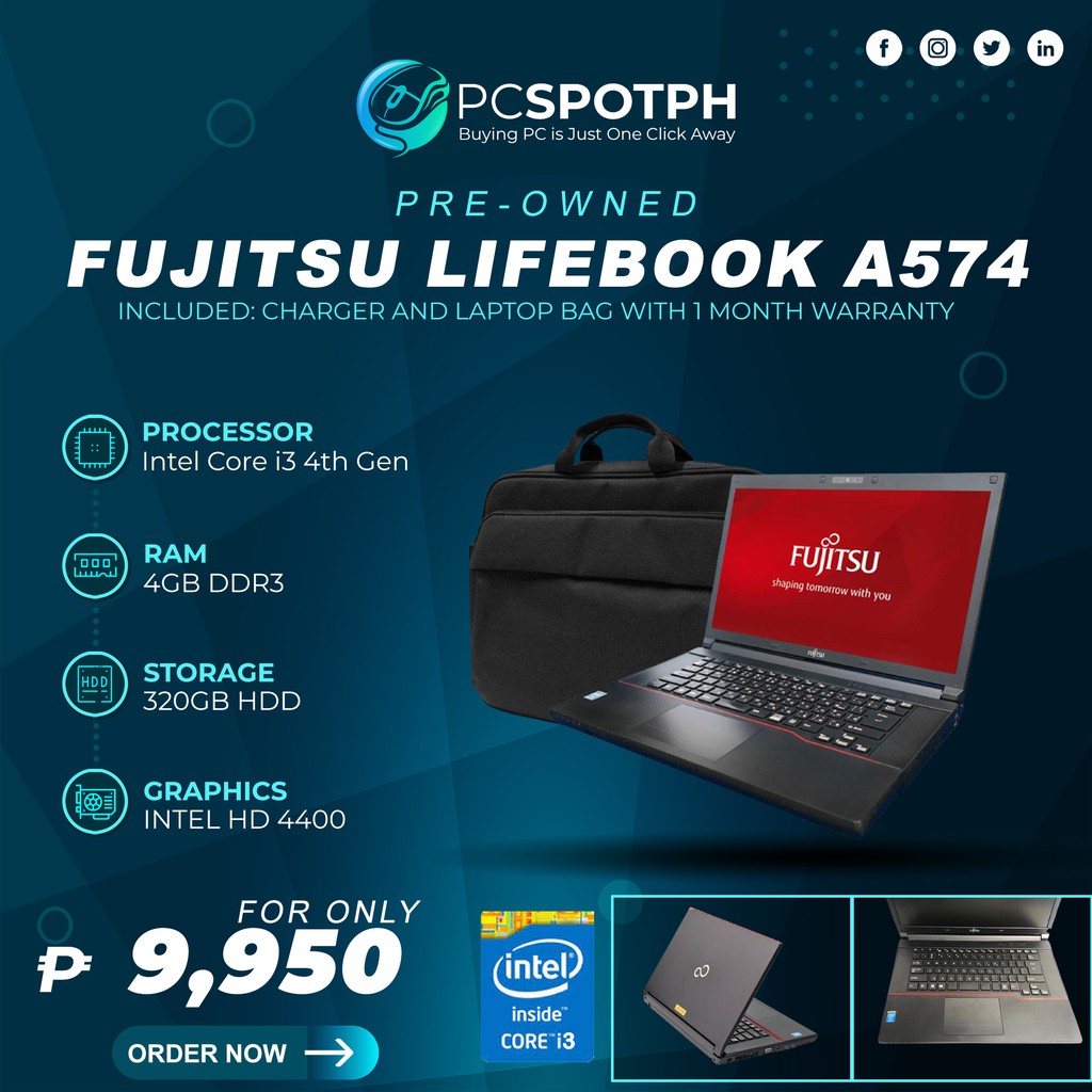 FUJITSU LIFEBOOK A574 - Intel Core i3 4th Gen - 4gb - 320gb