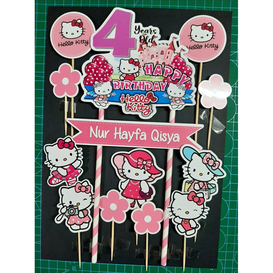 HELLO KITTY Custom Cake Topper Happy Birthday Laminated Material ...