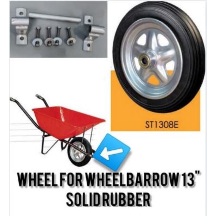 Wheel for Wheelbarrow 13" Solid Rubber Heavy Duty Wheel Barrow Gulong