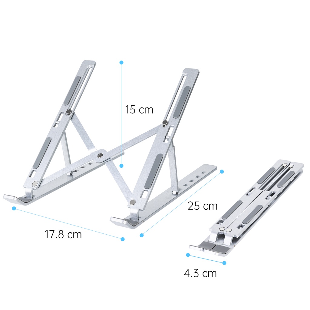 Deli Aluminum Laptop Stand Fan Portable Hands Adjustable Foldable
