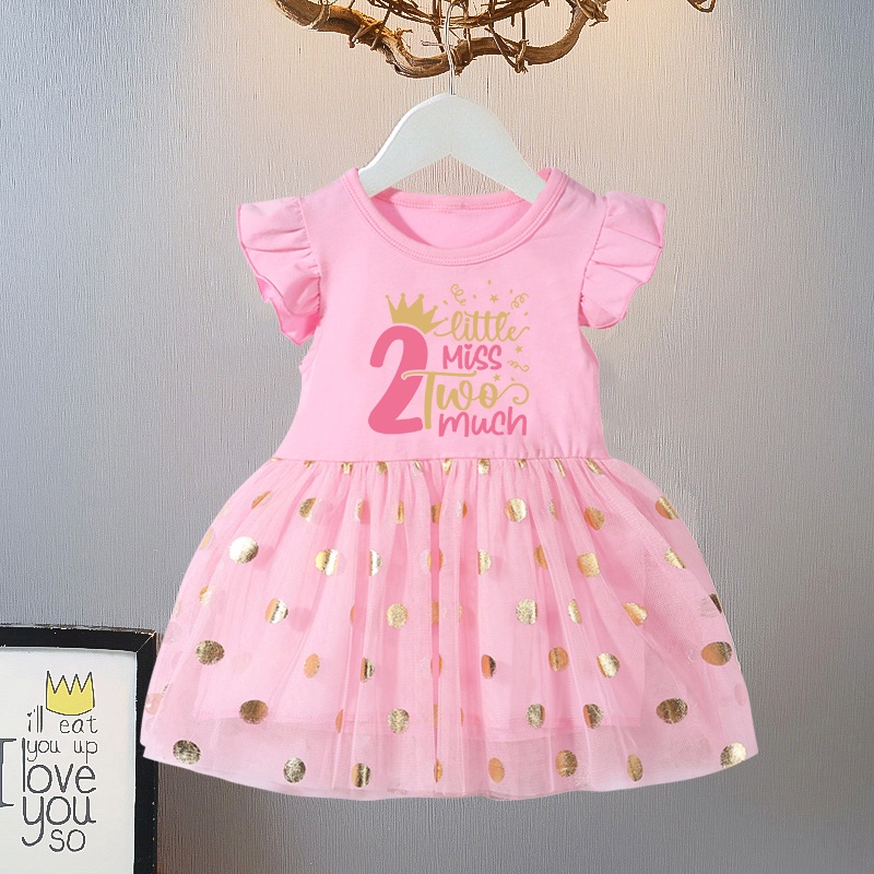 Little Miss Too Much Funny Baby Girl Birthday Dress Short Sleeve Star