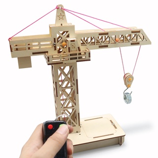 GIFTED EDUCATION DIY Tower Crane Electric Drive-by-wire Remote Kids ...