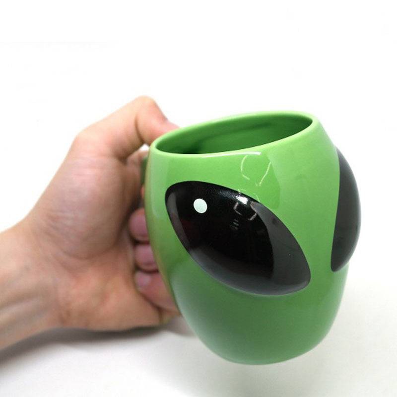300ML 3D Alien Shape Ceramic Mug Cup Bar Restaurant Green Cup Office ...