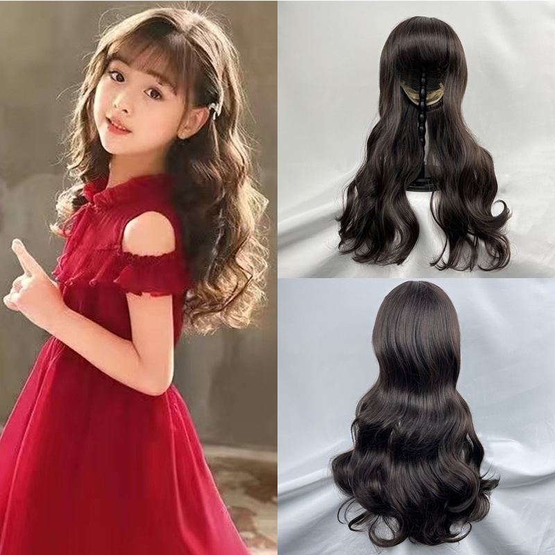 Long Curly Wig For Girl Children Hair Wig Full Head Child Long Curly