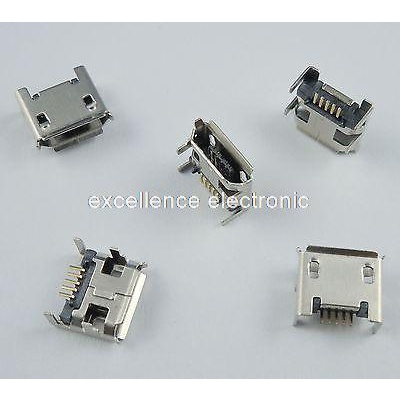 100 Pcs Micro USB Type B Female 5 Pin DIP Socket Connector 4 Legs ...