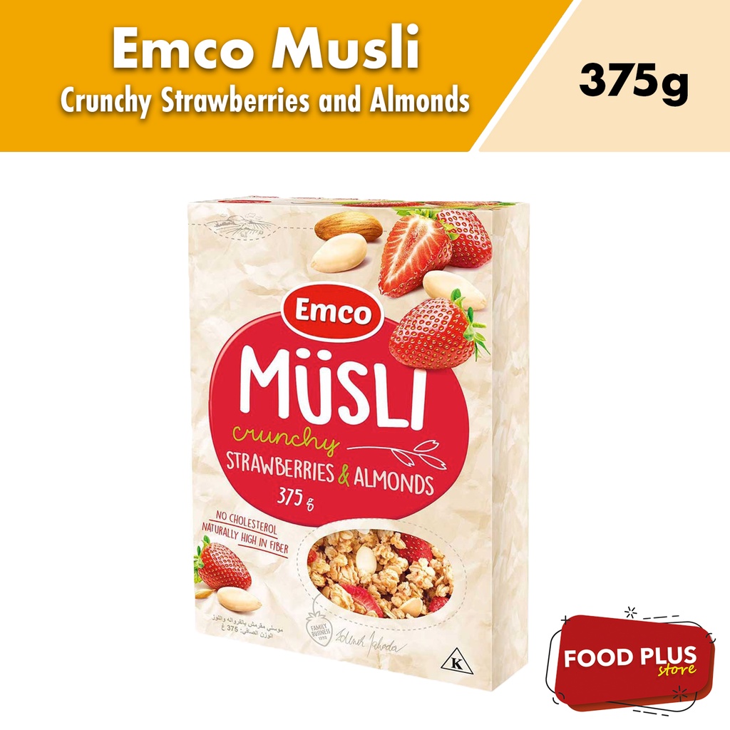 Emco Musli Crunchy Oat Cereal Strawberries & Almonds (375g) Shopee