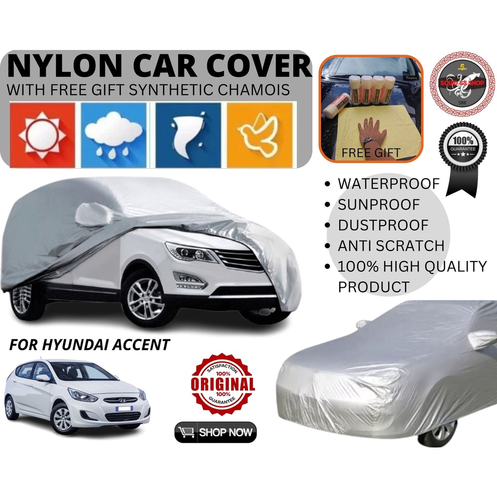 HYUNDAI ACCENT CAR COVER NYLON WATERPROOF WITH FREE CLEAN CHAM | HIGH ...