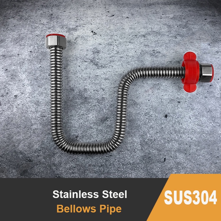 304 Stainless Steel Reinforced Bellows Hose Water Heater Inlet Outlet ...