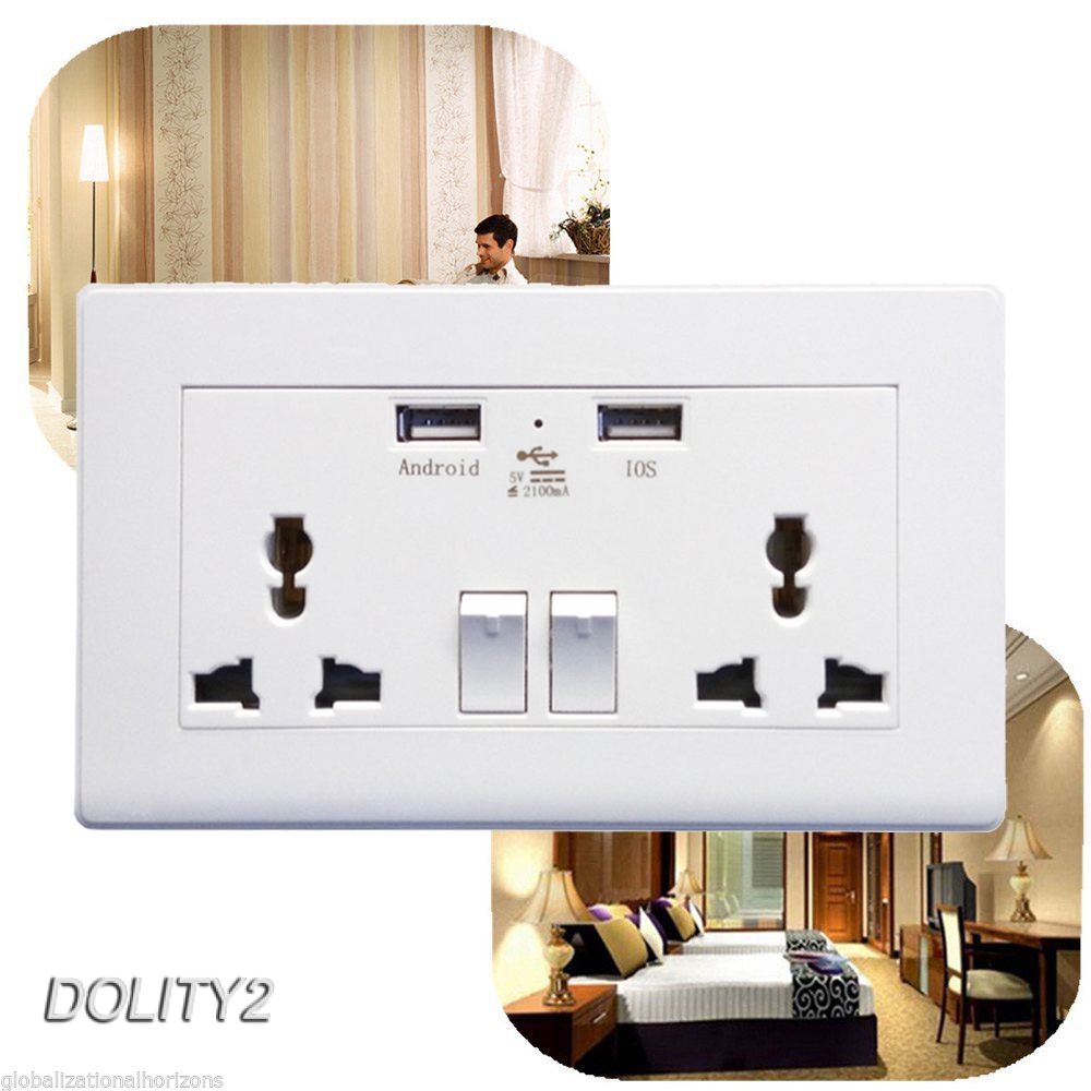 2Port USB Wall Socket Switch Charger Power Receptacle Outlet Plate