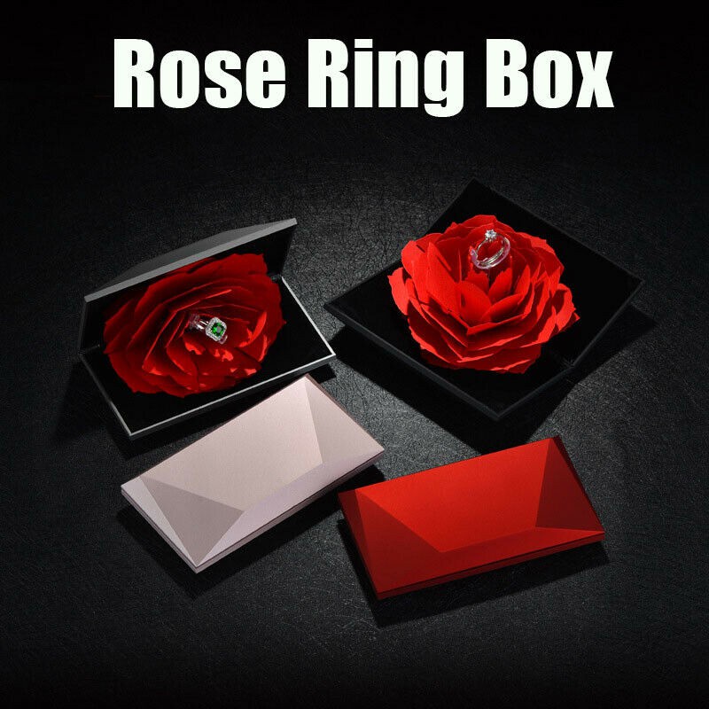 Ring Box Creative Rose Engagement Ring Box Coin Jewelry Gift Box