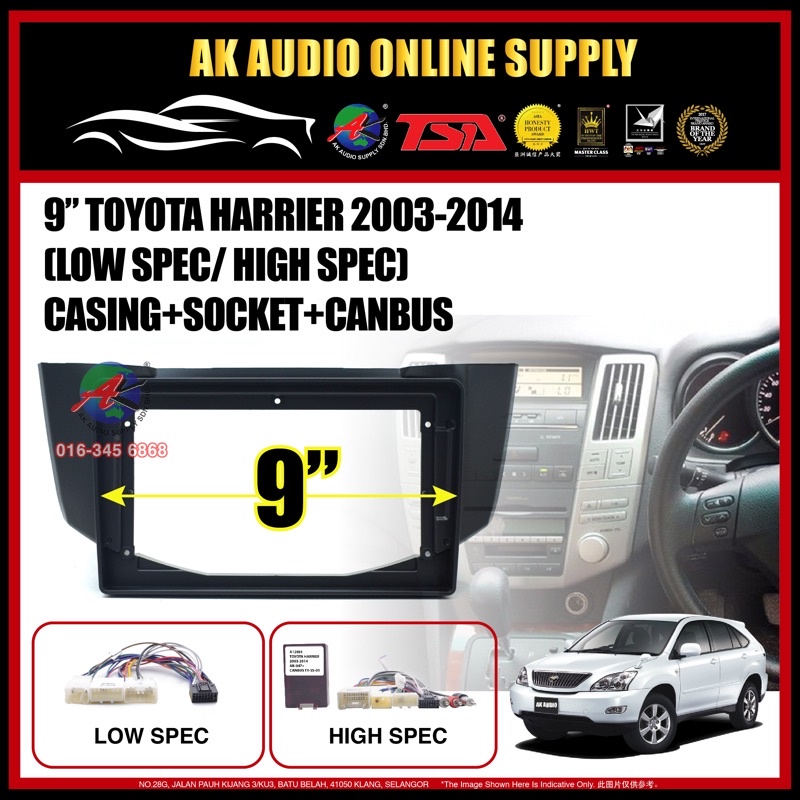 Toyota Harrier 2003 2004 - 2014 RX-330 [ Black ] Android Player 9 ...