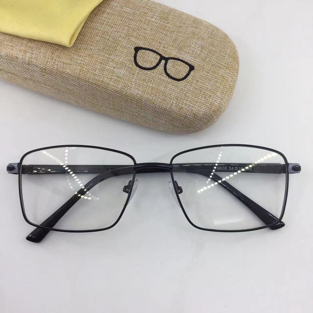 Spring Metal Frame Eyeglasses For Unisex Replaceable Lens High Quality Free Case 6608 Shopee