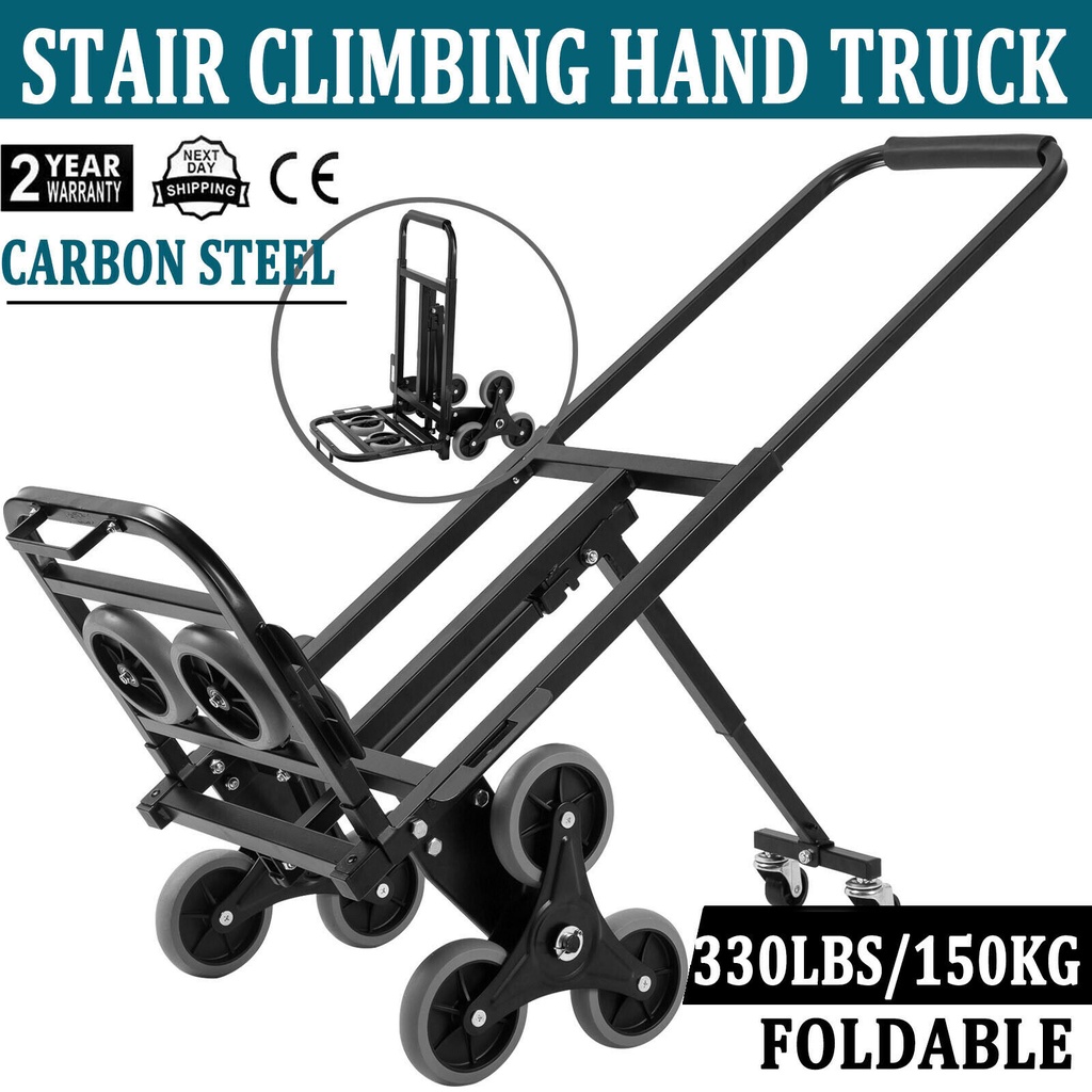 Hand Truck Garden 6-Wheels Barrow Utility Wagon Cart w Backup Wheel ...