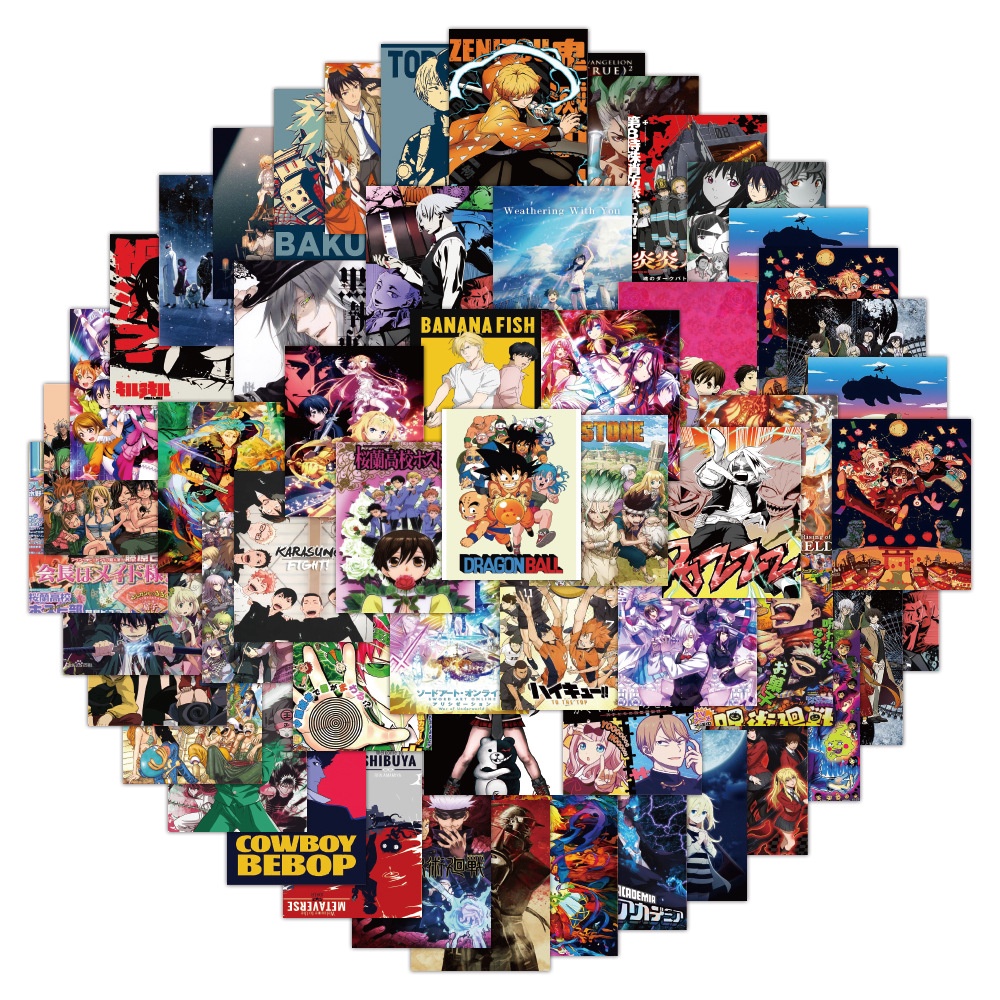 50 pcs Japan Anime Square Poster Waterproof Stickers | Shopee Philippines