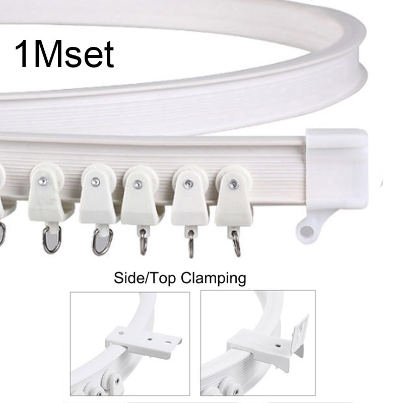 1M Plastic Curtain Rod Rail Track Mounted Flexible Ceiling Bendable ...