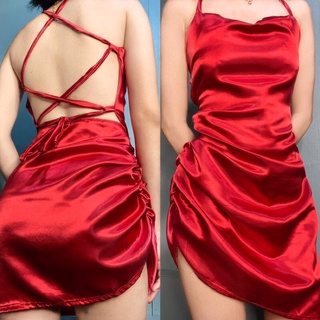 Sexy red hot sale silk dress