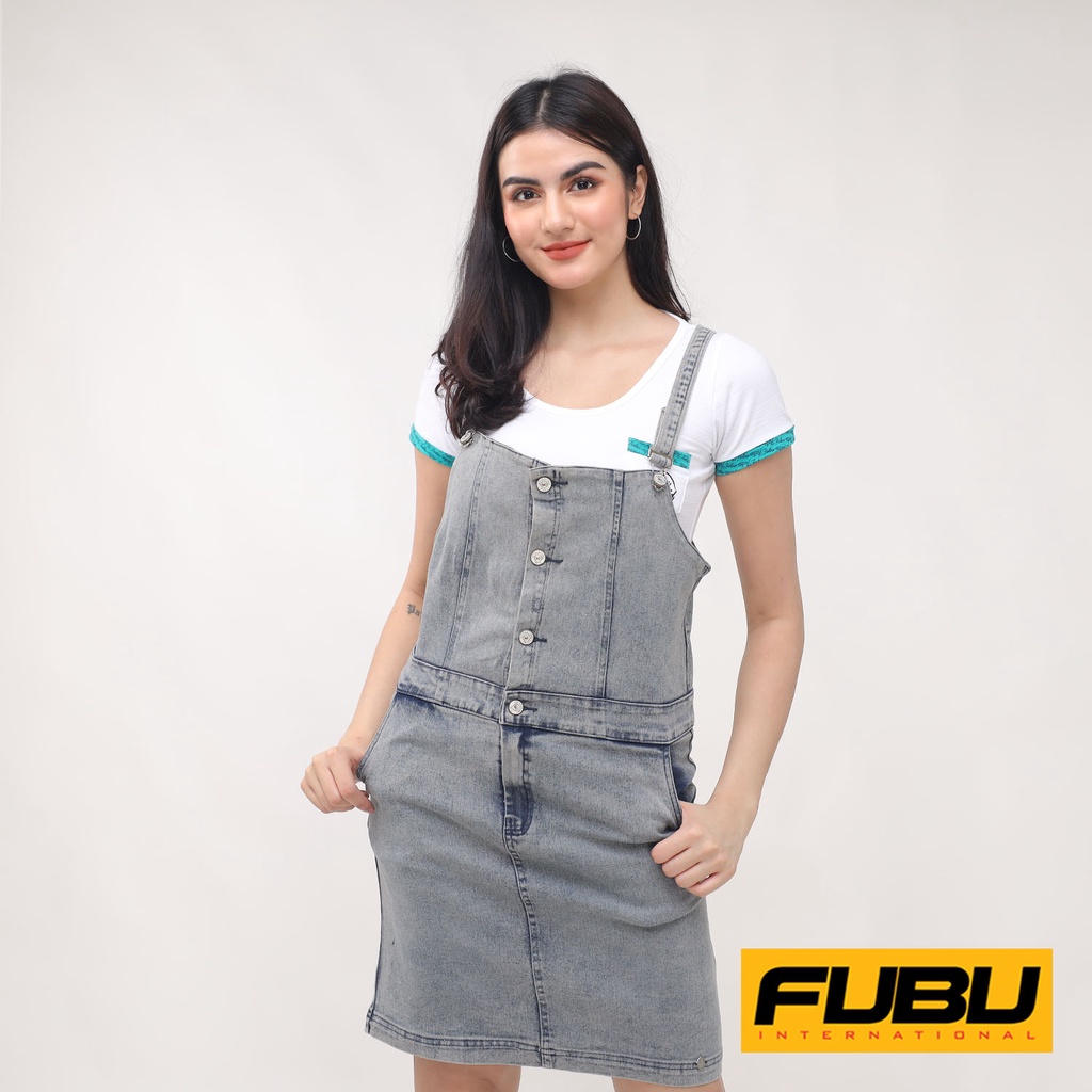 Fubu Girls Denim Jumper Dress QGT22 0277 Acid Wash