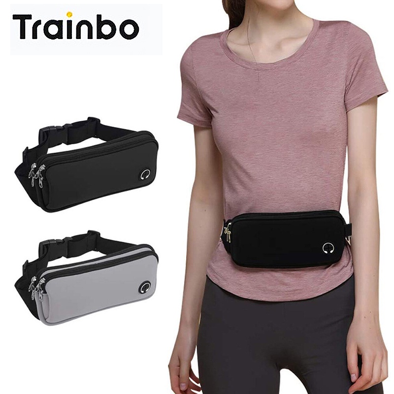 Trainbo Waterproof Waist Bag With Earphone Hole Adjustable Sport Fanny Pack  Running Belt Bag Jogging Bag For Fitness Hiking Workout