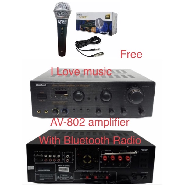 【100 Original】 Konzert AV802 Amplifier 500W x 2 With bluetooth/usb/FM